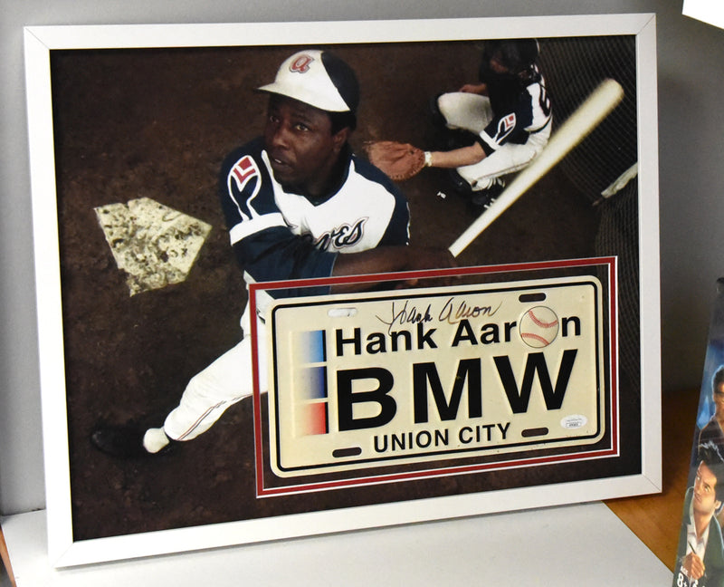 HANK AARON autographed 16x20 License Plate display – North
