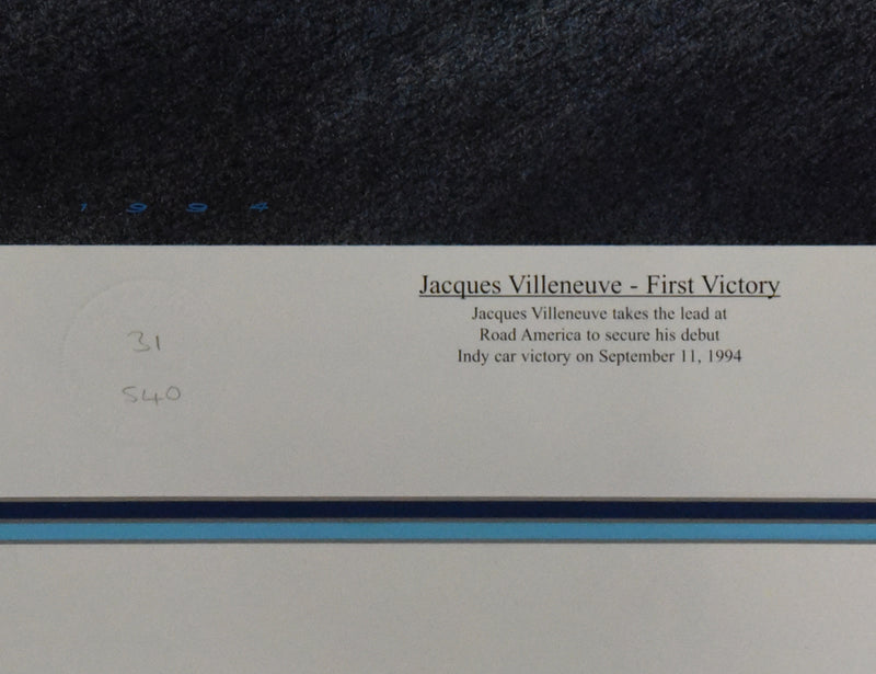 JACQUES VILLENEUVE autographed "First Victory" limited edition print
