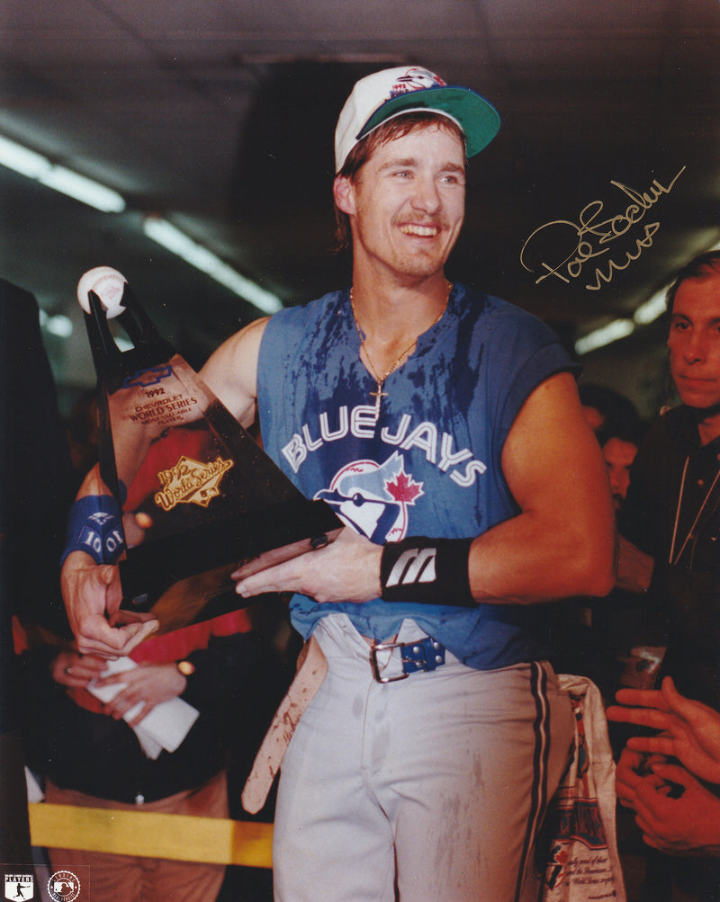 Pat Borders Signed Toronto Blue Jays 1992 World Series Batting Action 8x10  Photo w/92 WS MVP