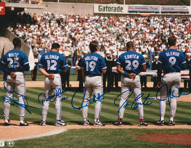 TORONTO BLUE JAYS autographed W.A.M.C.O. 8x10 photo by WHITE, ALOMAR, MOLITOR, CARTER, and OLERUD