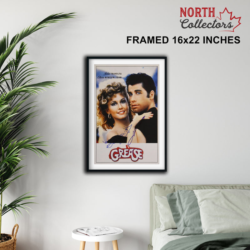 GREASE movie poster autographed by OLIVIA NEWTON-JOHN and JOHN TRAVOLTA 16x22 display