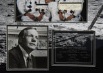 APOLLO 11 "Moon Landing" 27x38 display autographed by NEIL ARMSTRONG, BUZZ ALDRIN, AND MICHAEL COLLINS
