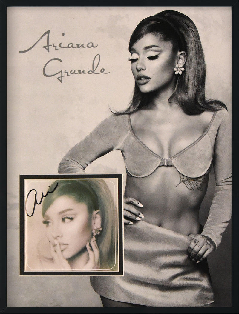ARIANA GRANDE autographed "Positions" 12x16 custom mat with signed CD cover