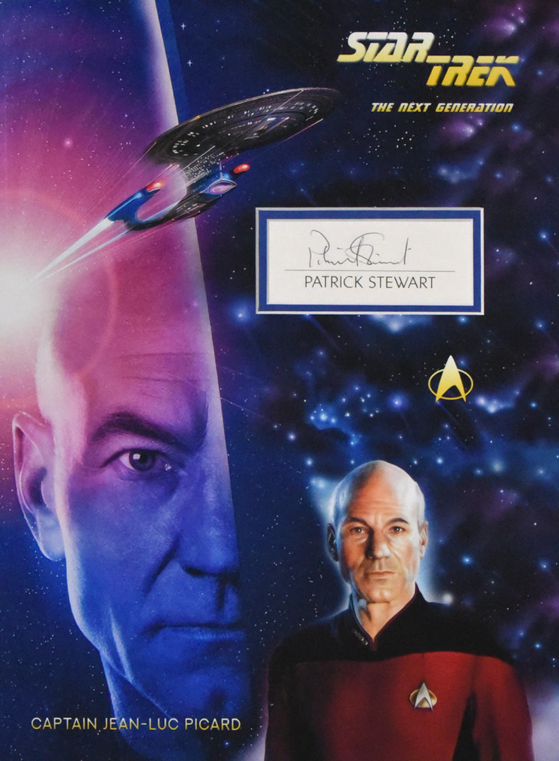 PATRICK STEWART autographed "Star Trek" 12x16 custom mat with book page signature