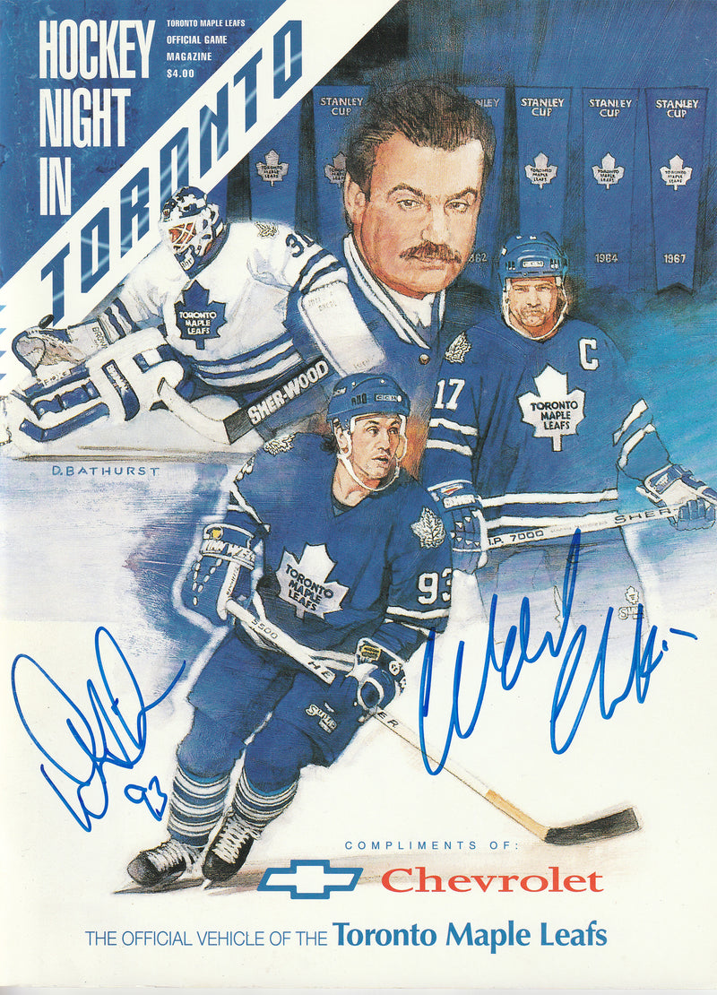 TORONTO MAPLE LEAFS game program autographed by DOUG GILMOUR and WENDEL CLARK