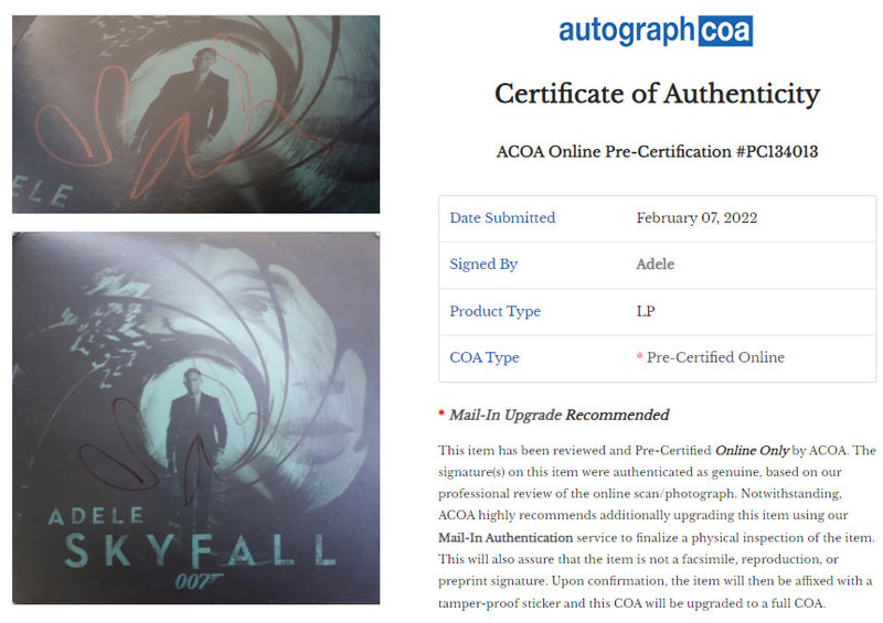 ADELE autographed "Skyfall" 17x21 display