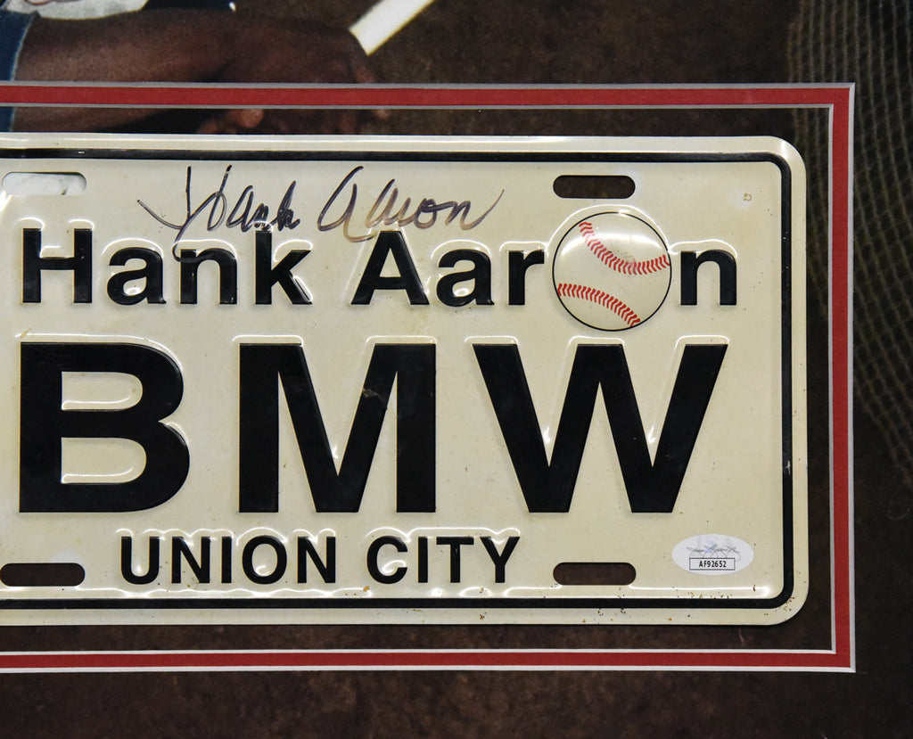 HANK AARON autographed 16x20 License Plate display