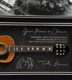 JOHN LENNON "Give Peace A Chance" mini guitar 20x18 glass-etched signature display