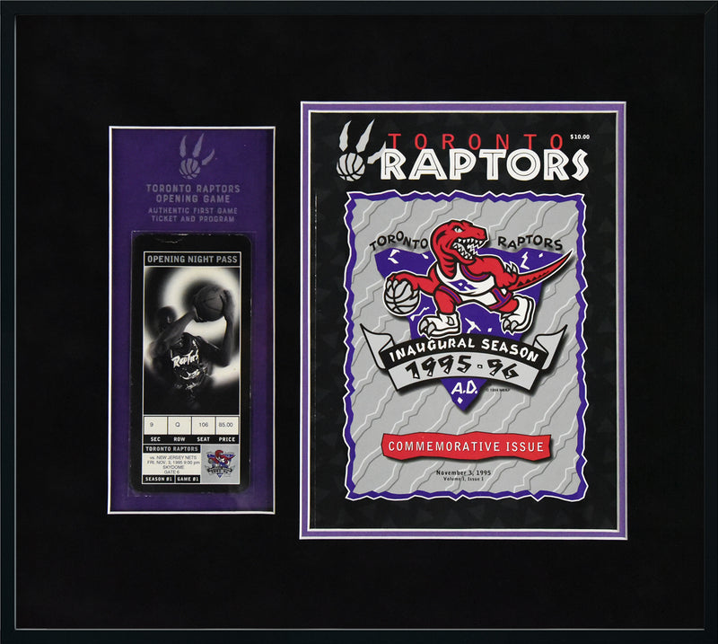 TORONTO RAPTORS "Opening Game Ticket and Program" 16x18 display