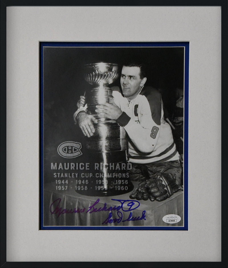 MAURICE RICHARD autographed "Stanley Cup Champion" 12x14 glass etched display