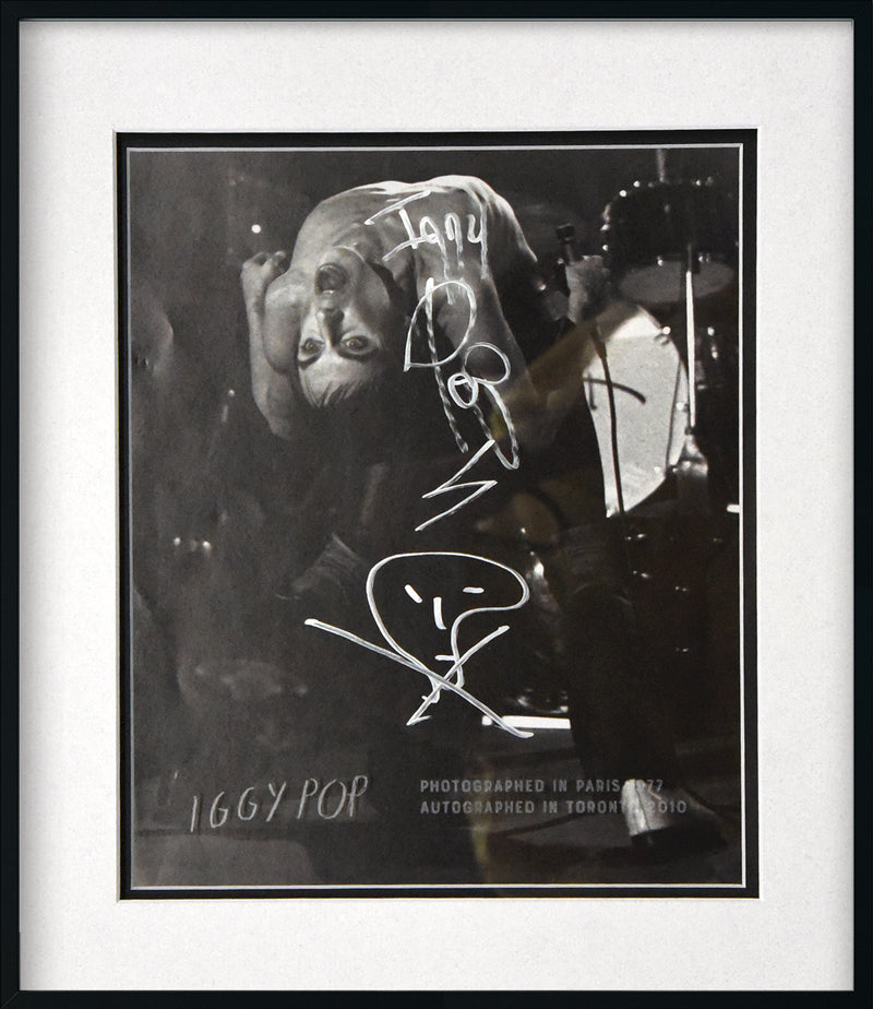 IGGY POP autographed "1977 Paris" 13x15 glass etched display