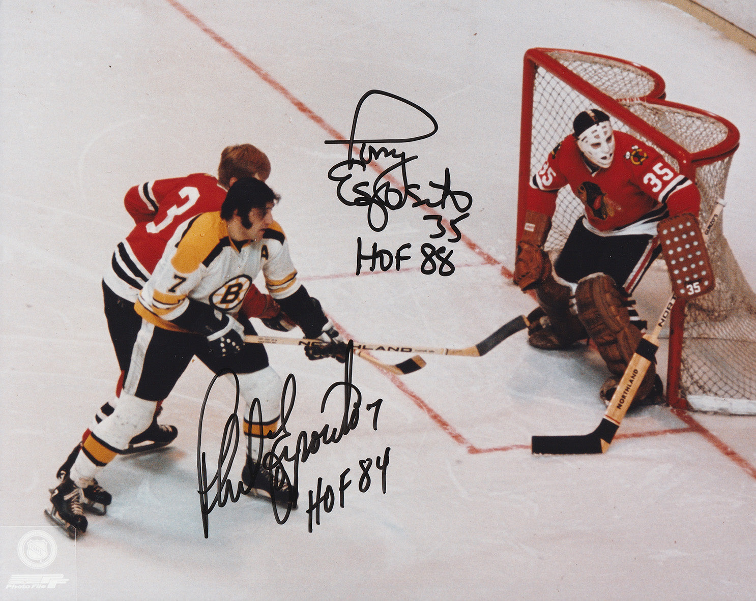 Phil Esposito & Tony Esposito Bruins Blackhawks 8x10 Photo