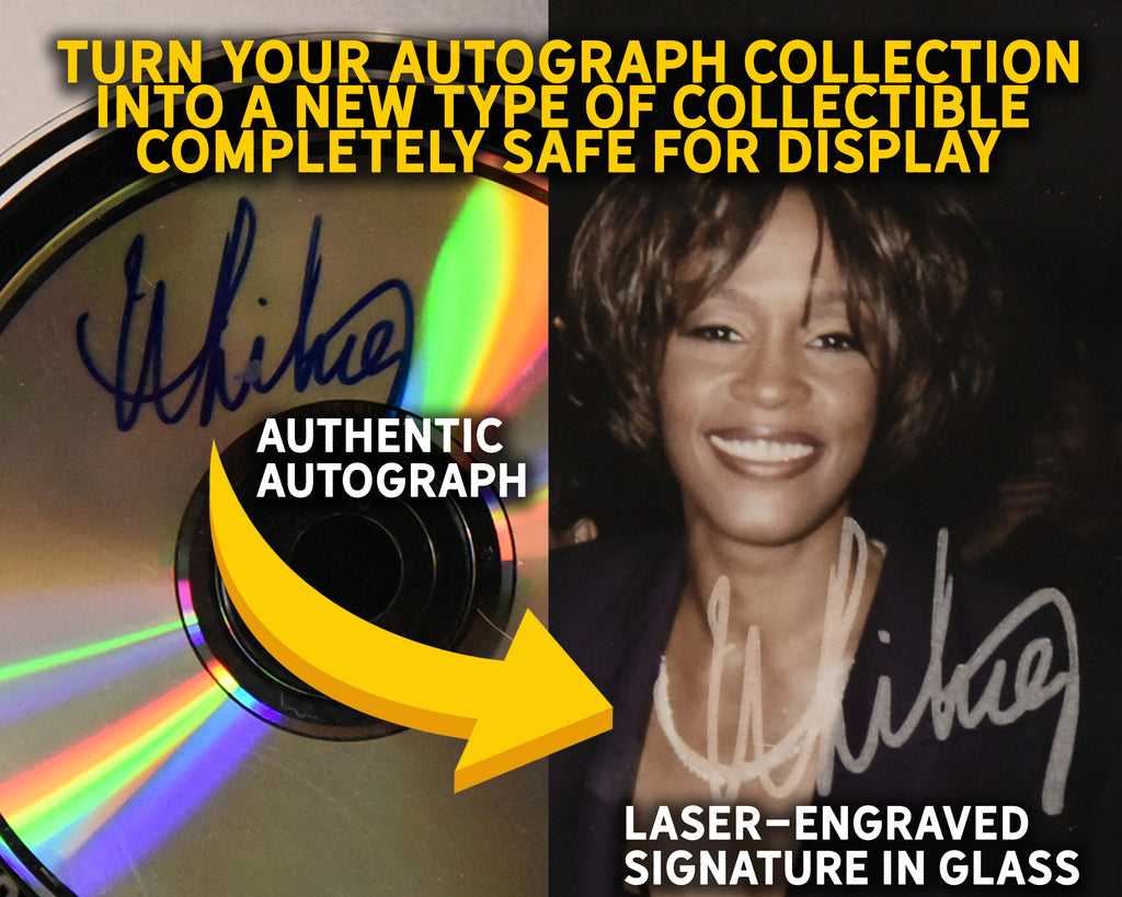 YOUR AUTHENTIC AUTOGRAPH turned into a replica autograph etched in glass