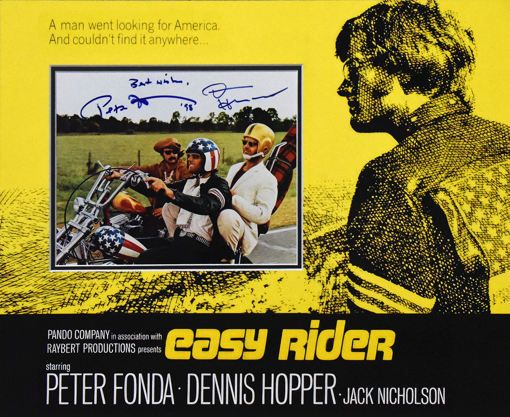 matTV: EASY RIDER custom 16×20 mat with PETER FONDA and DENNIS HOPPER signed 8×10 photo
