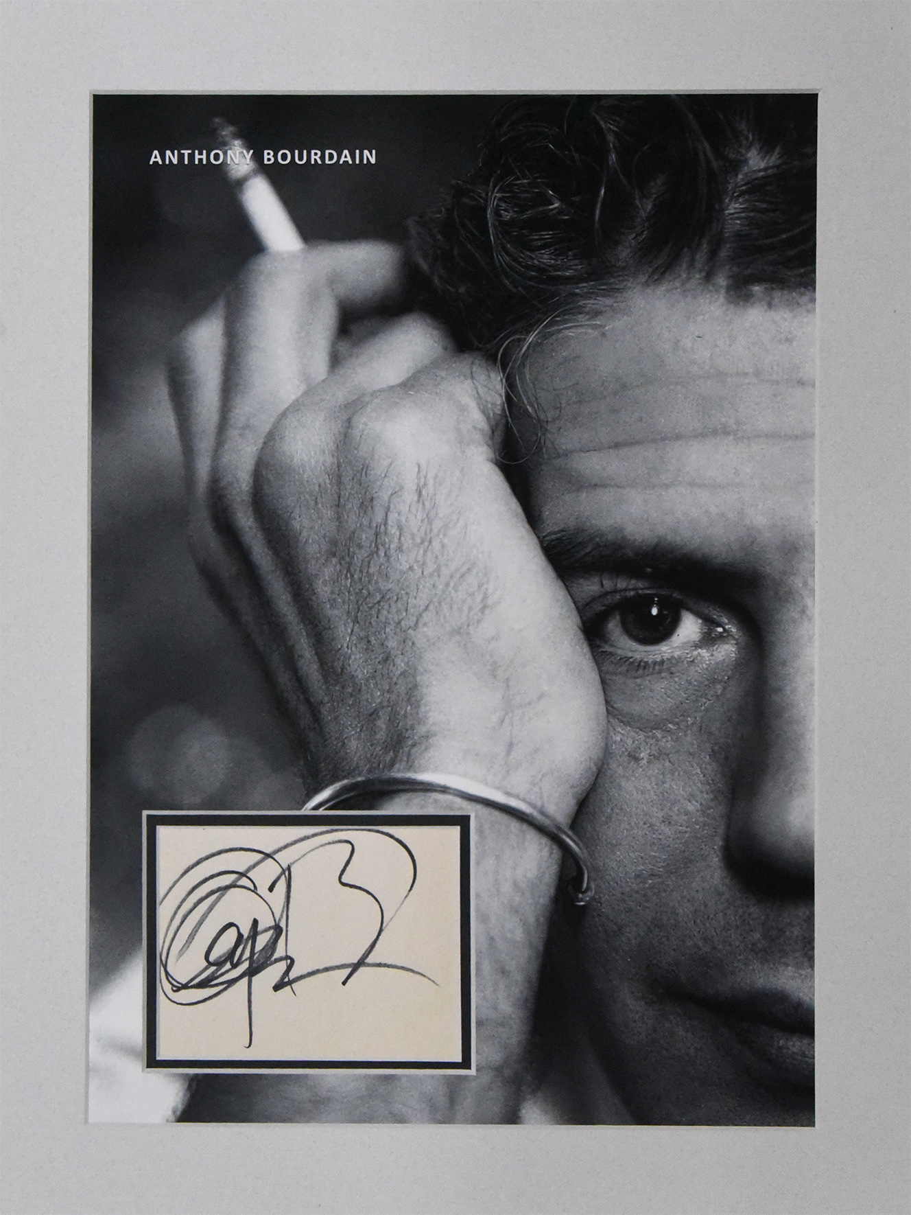 ANTHONY BOURDAIN custom 16×20 mat for book page autograph