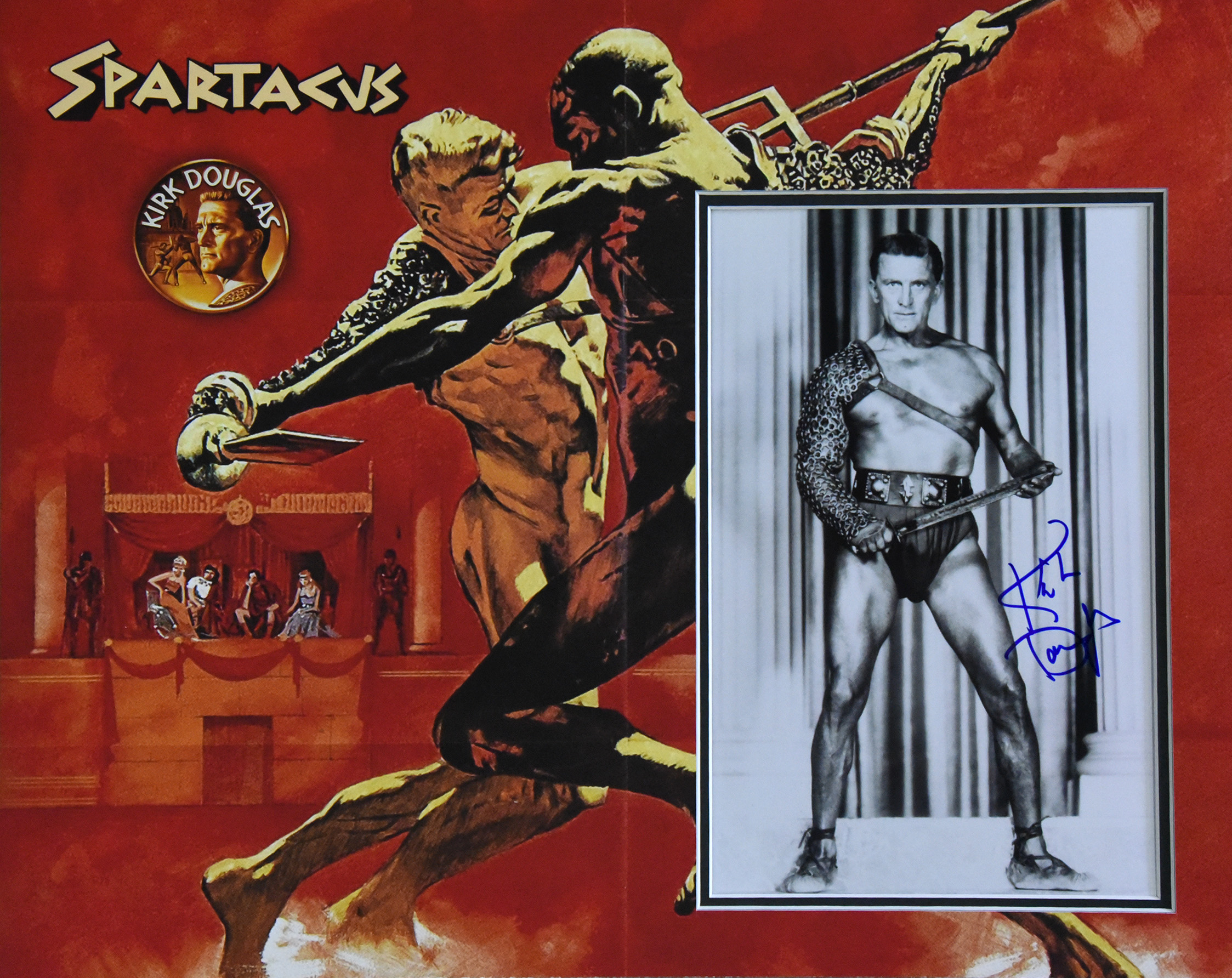 SPARTACUS custom 16×20 mat for KIRK DOUGLAS signed 8×10 photo
