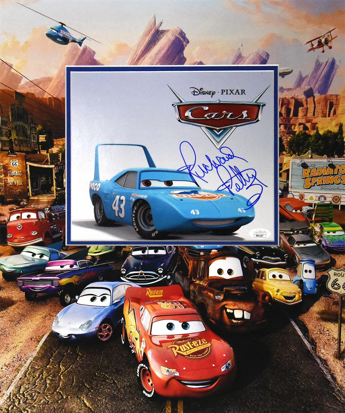 DISNEY “CARS” custom 16×20 mat for signed RICHARD PETTY 8×10 photo