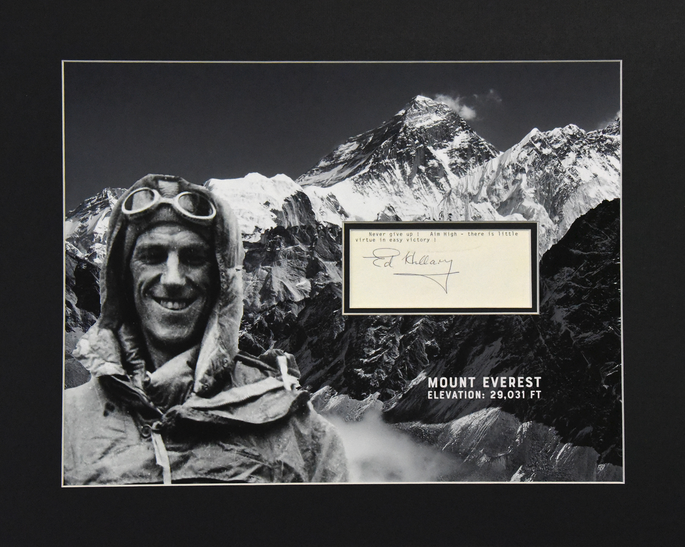 MOUNT EVEREST custom 12×16 mat for EDMUND HILLARY autographs