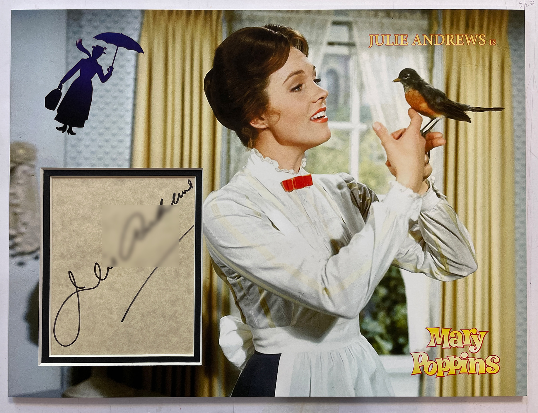 MARY POPPINS custom 12×16 mat for JULIE ANDREWS cut autograph