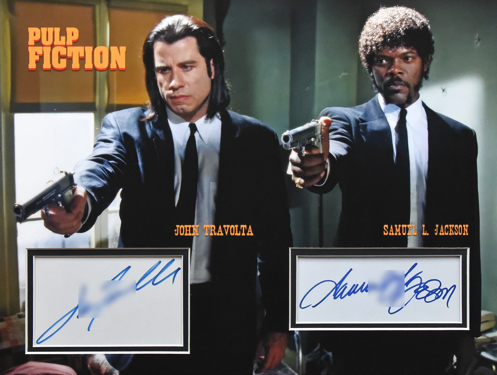 PULP FICTION custom 12×16 mat for TRAVOLTA & JACKSON cut autographs