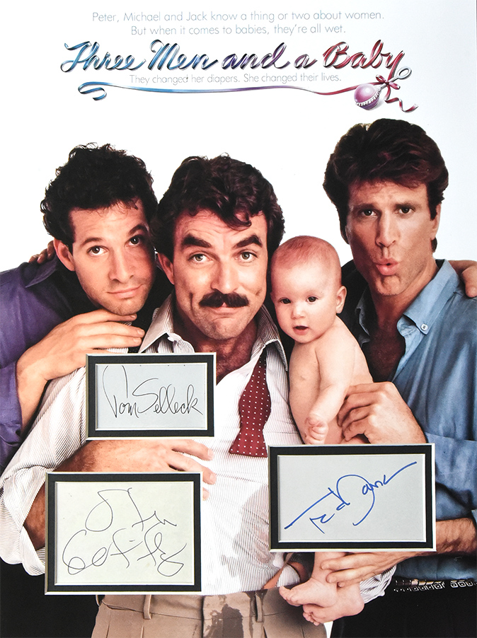 THREE MEN and a BABY custom 12×16 mat for 3 cut autographs