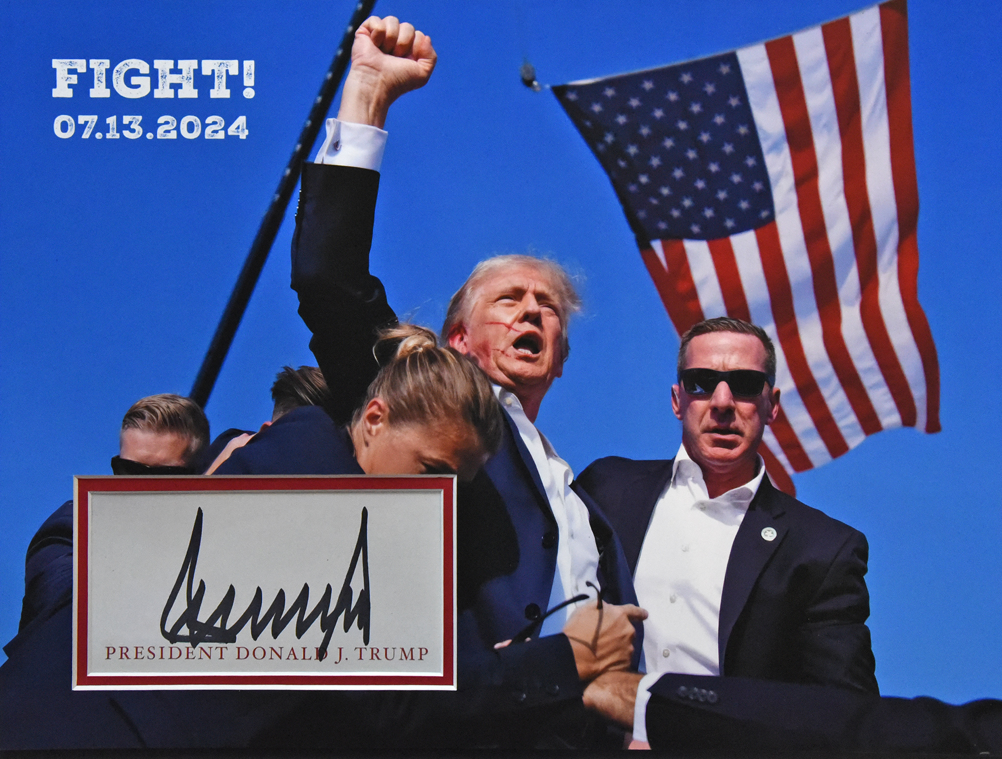 DONALD TRUMP custom 12×16 “FIGHT!” mat for book plate autograph