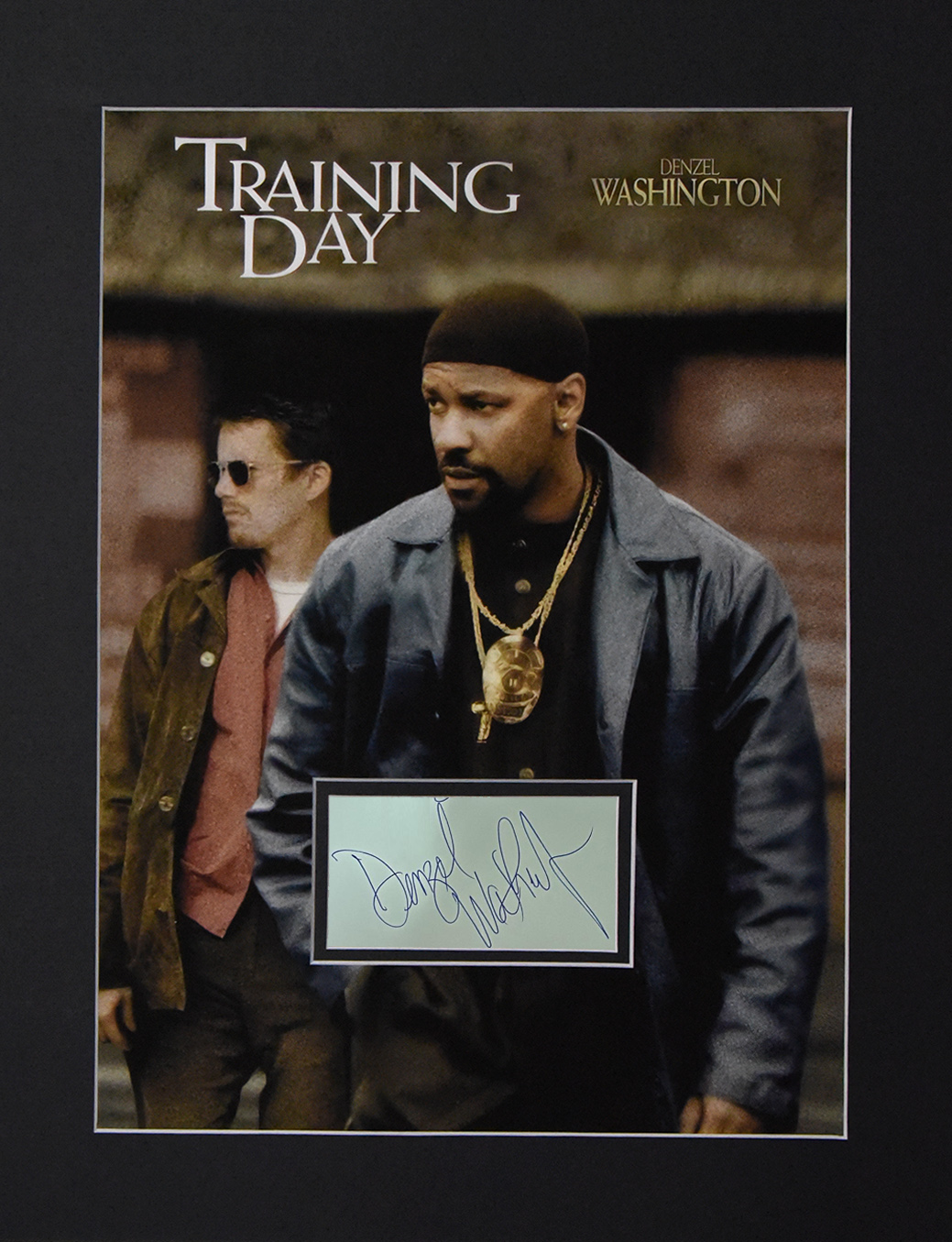TRAINING DAY custom 12×16 mat for DENZEL & ETHAN cut autographs
