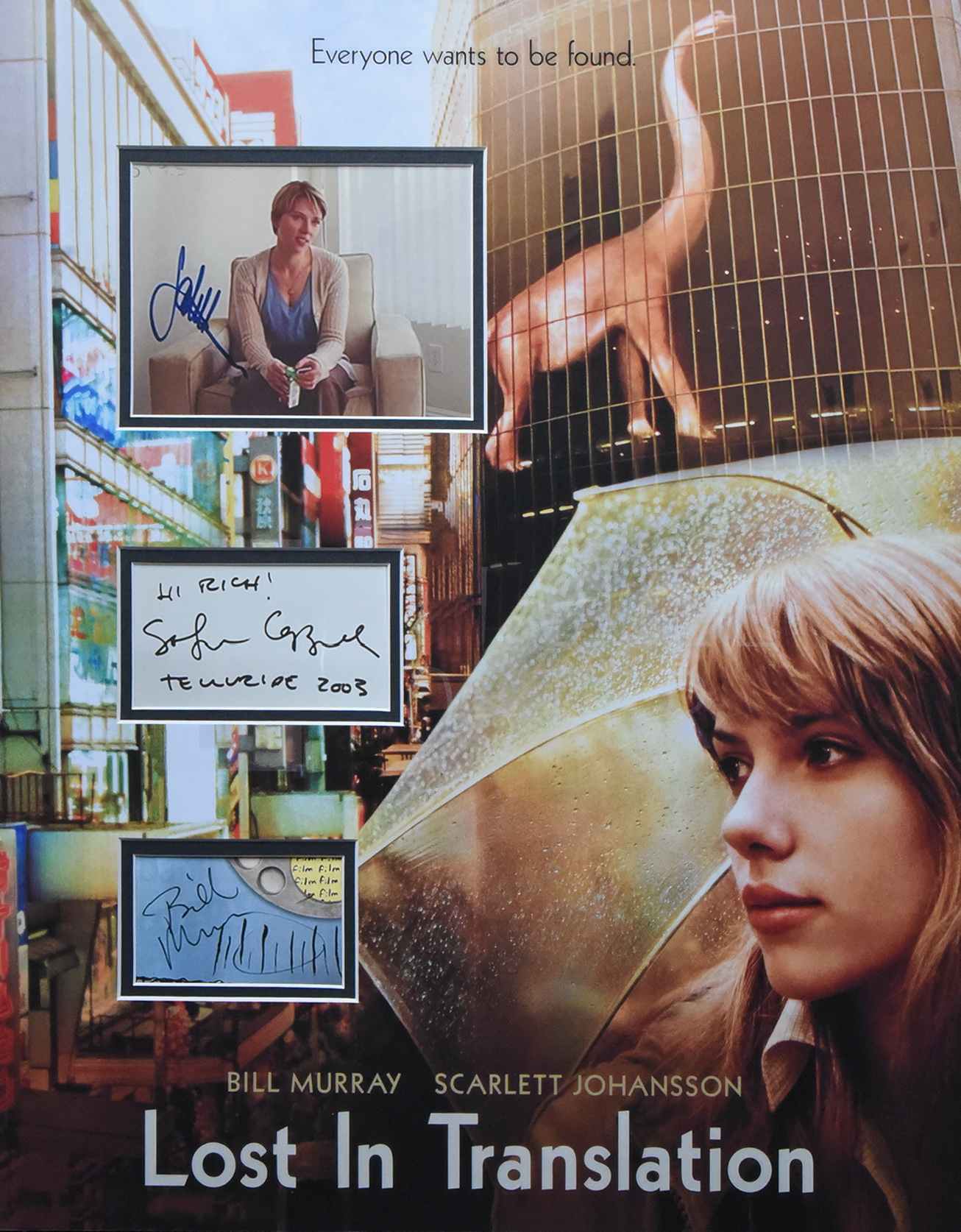 LOST IN TRANSLATION custom 16×20 mat with 3 autograph windows