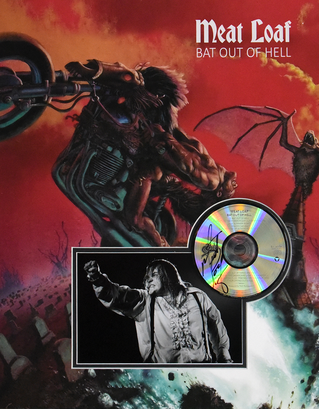 BAT OUT OF HELL custom 16×20 mat for MEAT LOAF signed CD