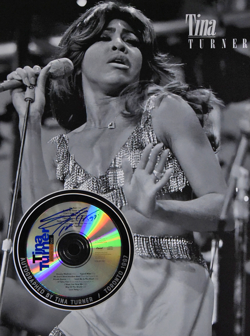 TINA TURNER custom 16×20 mat for signed CD disc with glass engraved titles