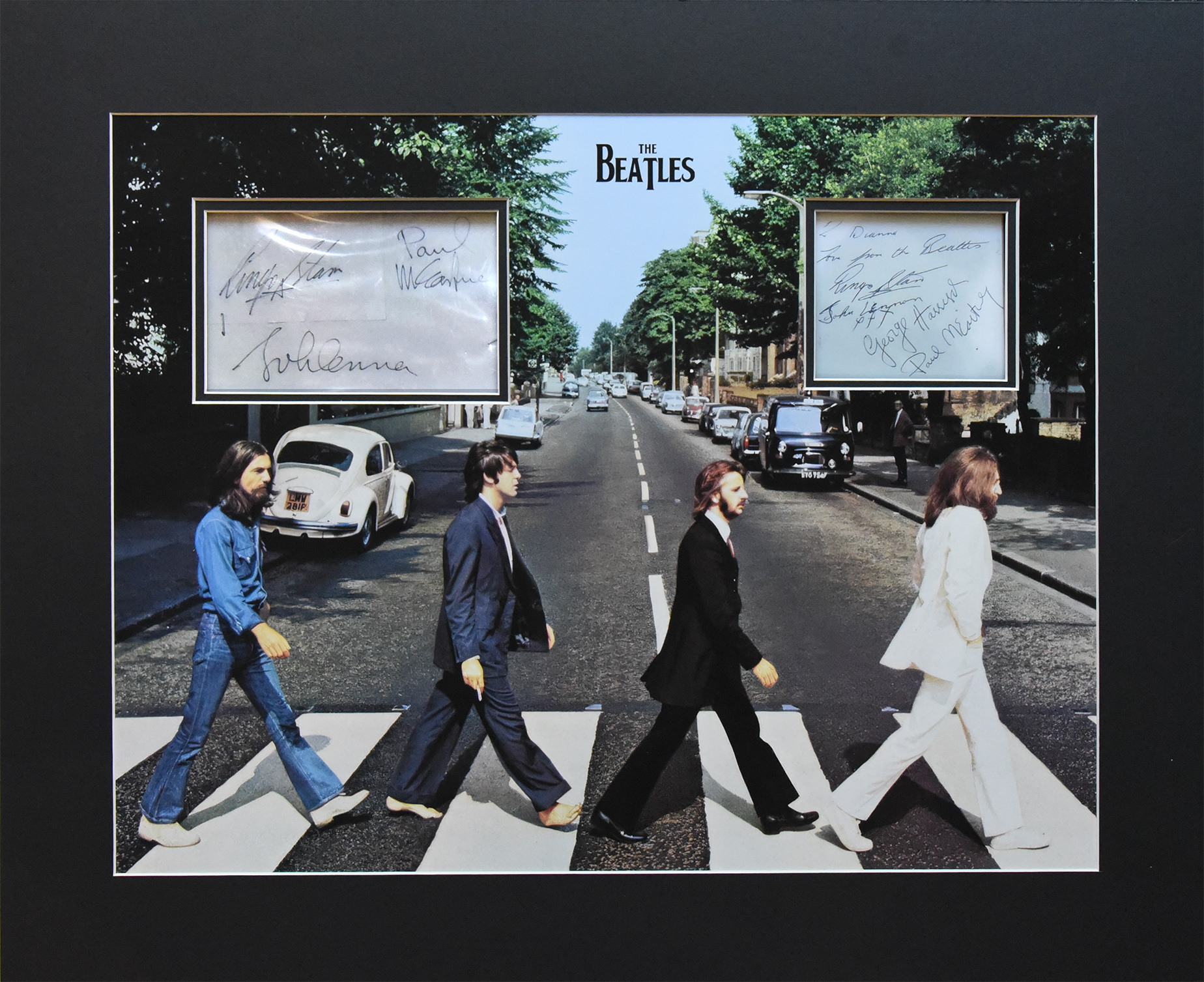 ABBEY ROAD custom 20×24 mat for BEATLES signed and encapsulated cut autographs