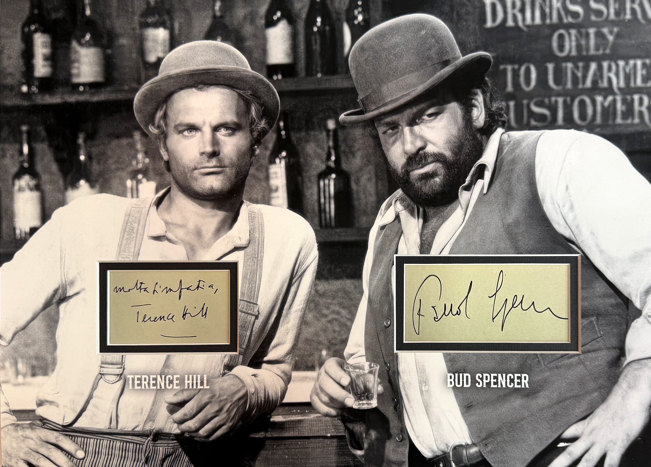 TERENCE HILL & BUD SPENCER custom 12×16 mat for 2 cut autographs
