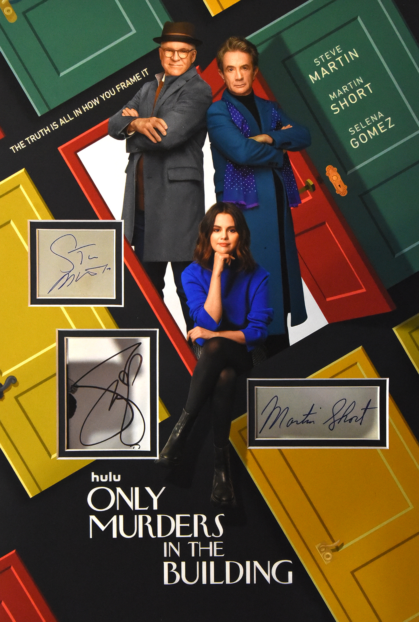 ONLY MURDERS IN THE BUILDING custom 12×16 mat for 3 cut autographs