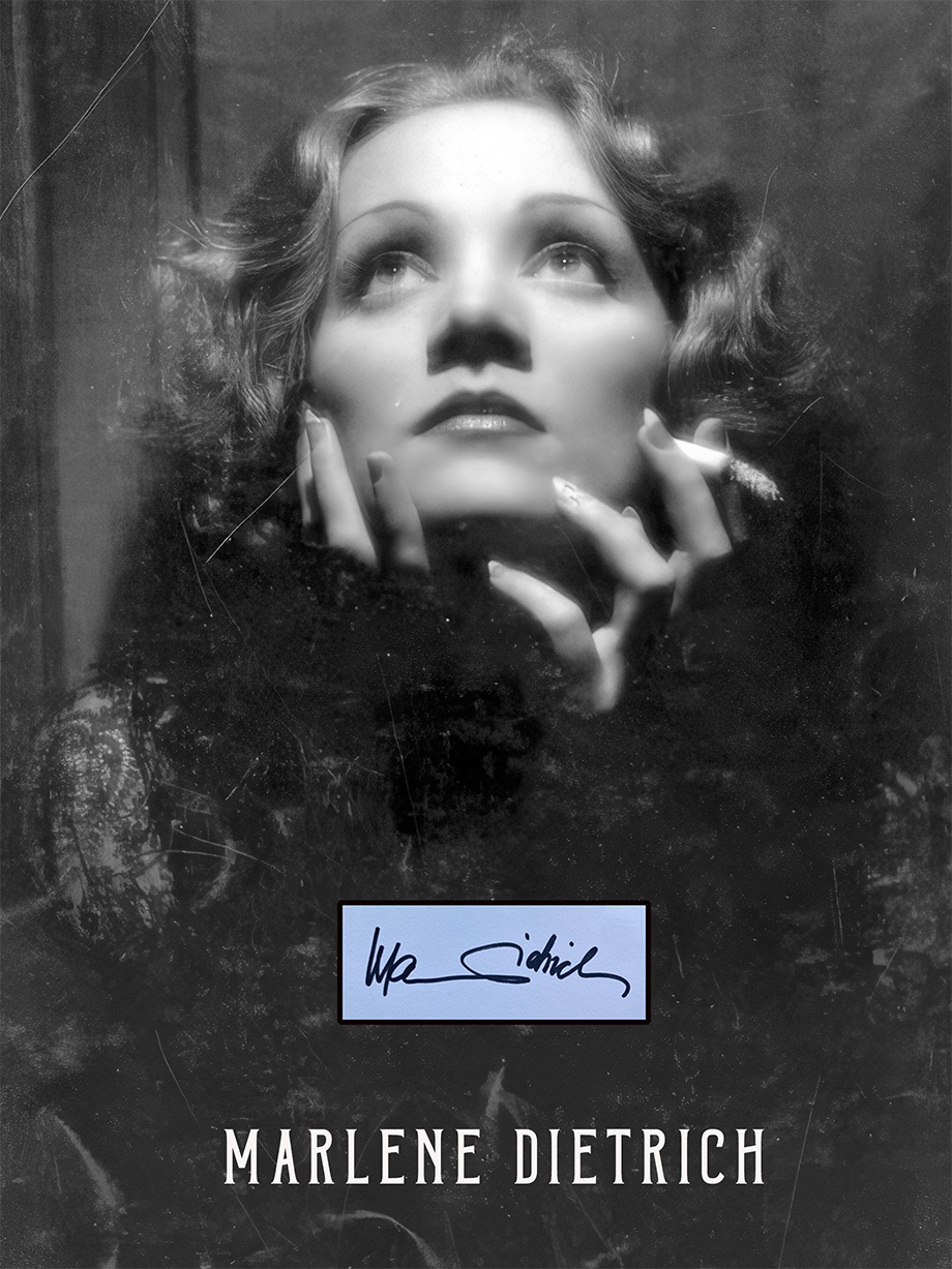 MARLENE DIETRICH custom 12×16 vintage mat for cut autograph