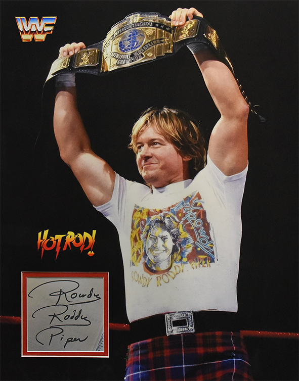 ROWDY RODDY PIPER custom 16×20 WWF mats for book page autograph