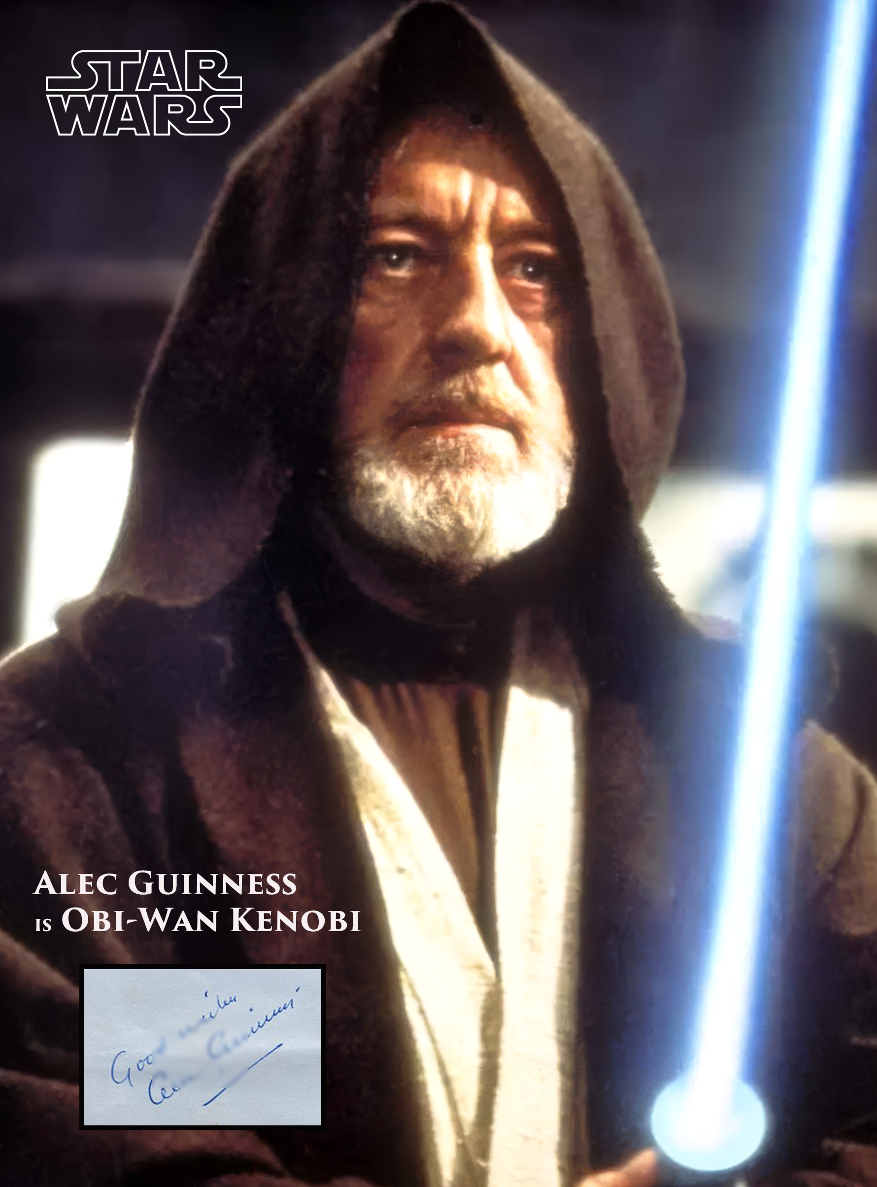 OBI-WAN KENOBI custom 12×16 mat for ALEC GUINNESS cut autograph
