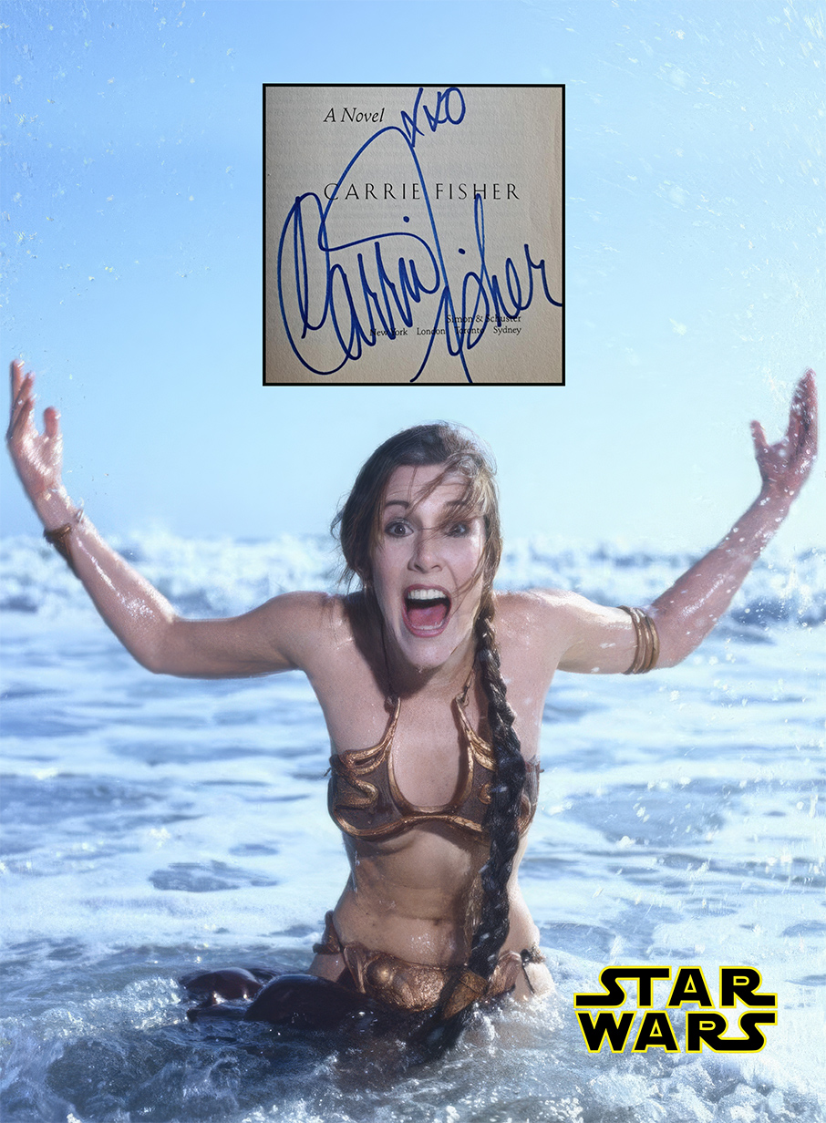 CARRIE FISHER custom 16×20 “Star Wars” mat designs for signed 8×10 photo