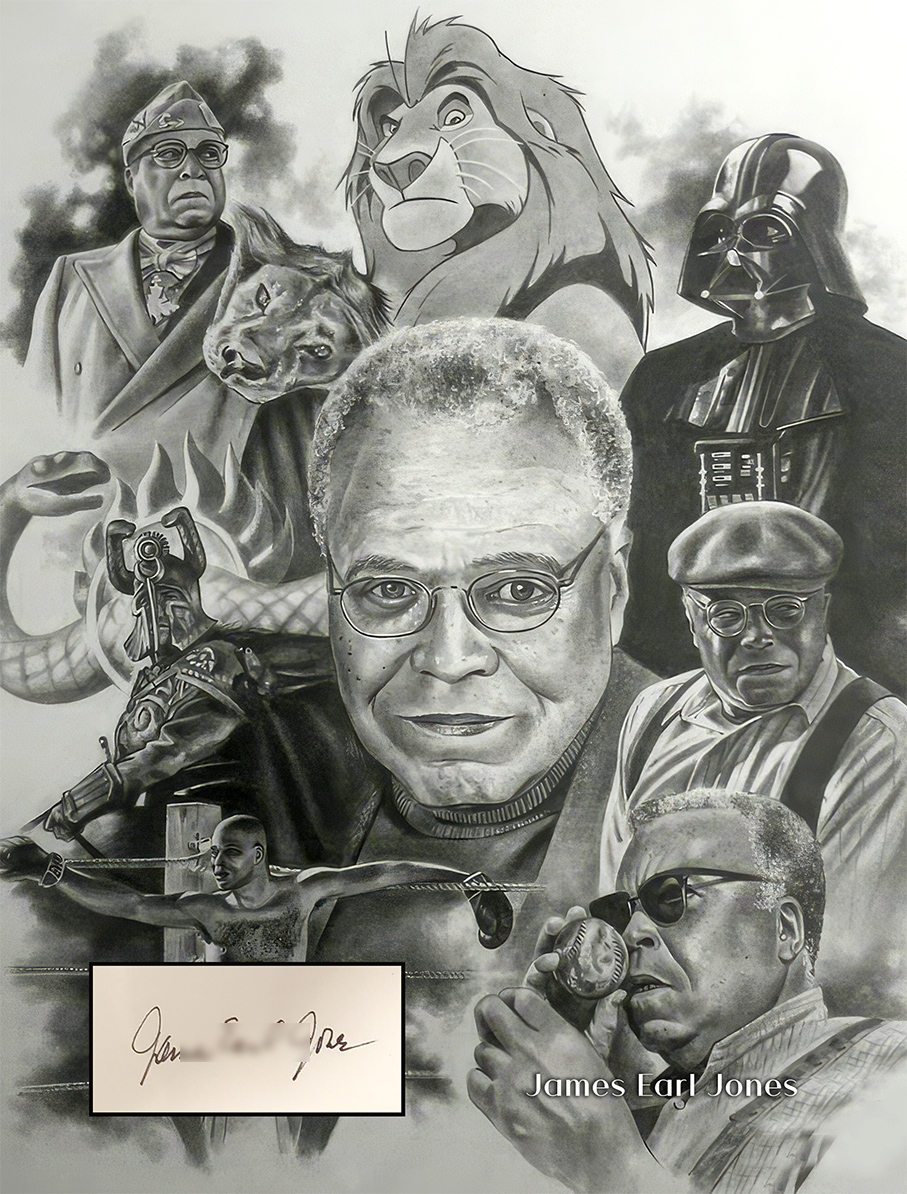 JAMES EARL JONES custom 12×16 “Characters Collage”  mat for cut autograph