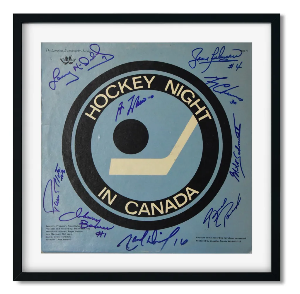 [SHOP] HOCKEY NIGHT IN CANADA record album 17×17 display autographed by 9 Hall Of Famers