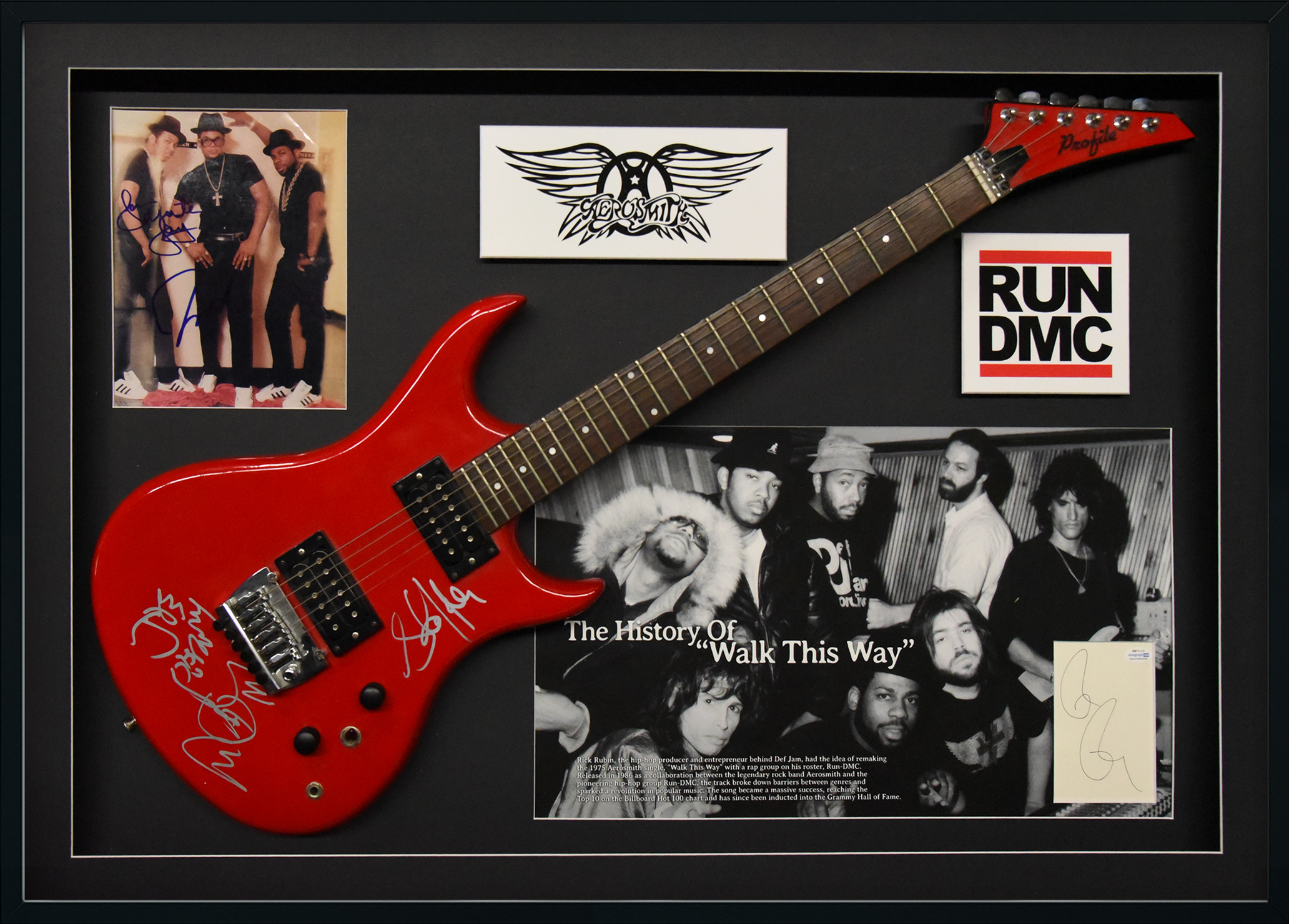 RUN-DMC & AEROSMITH autographed “The History Of Walk This Way” 28×40 display