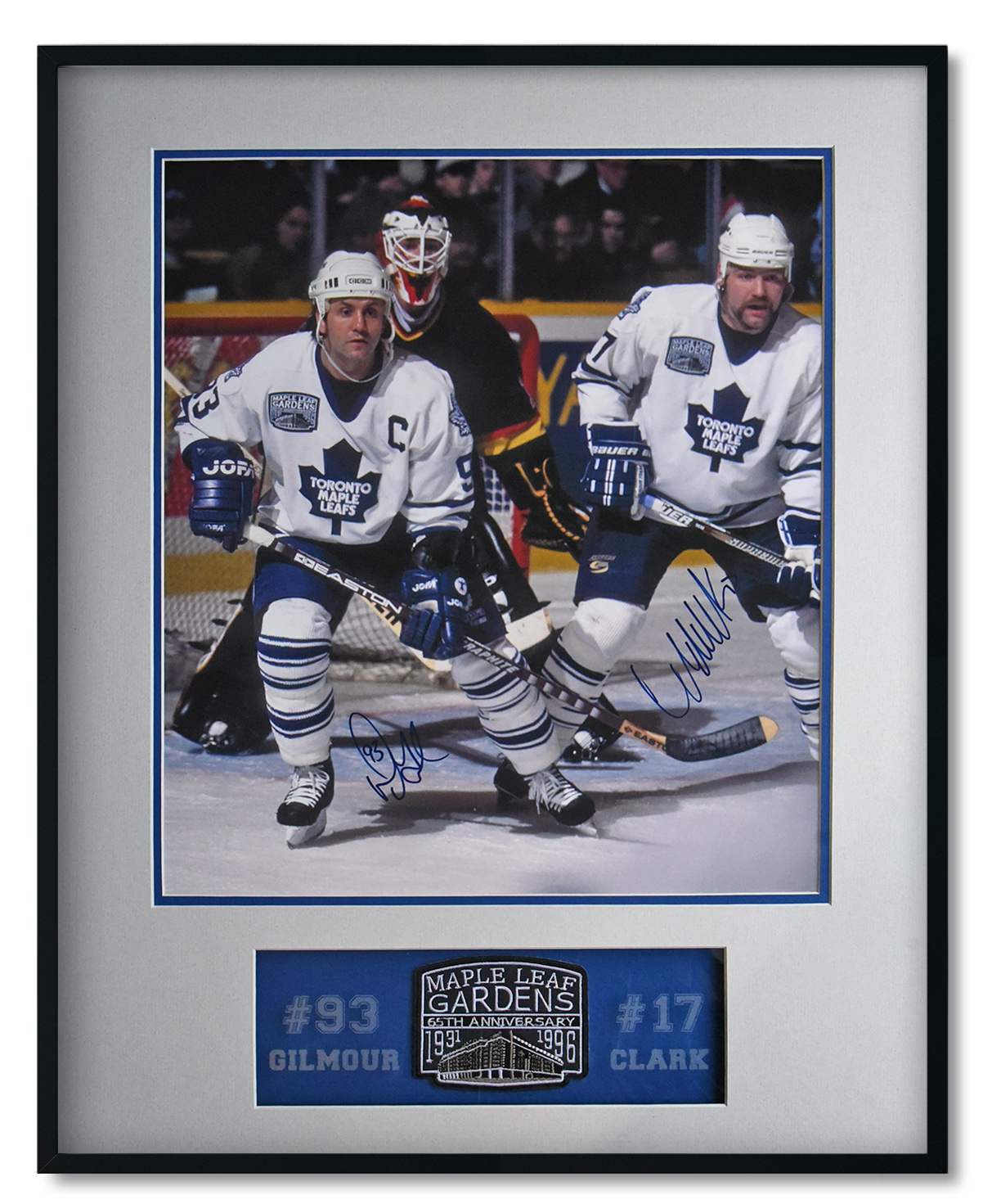 [SHOP] MAPLE LEAF GARDENS MEMORIES 19X24 framed display autographed by GILMOUR & CLARK