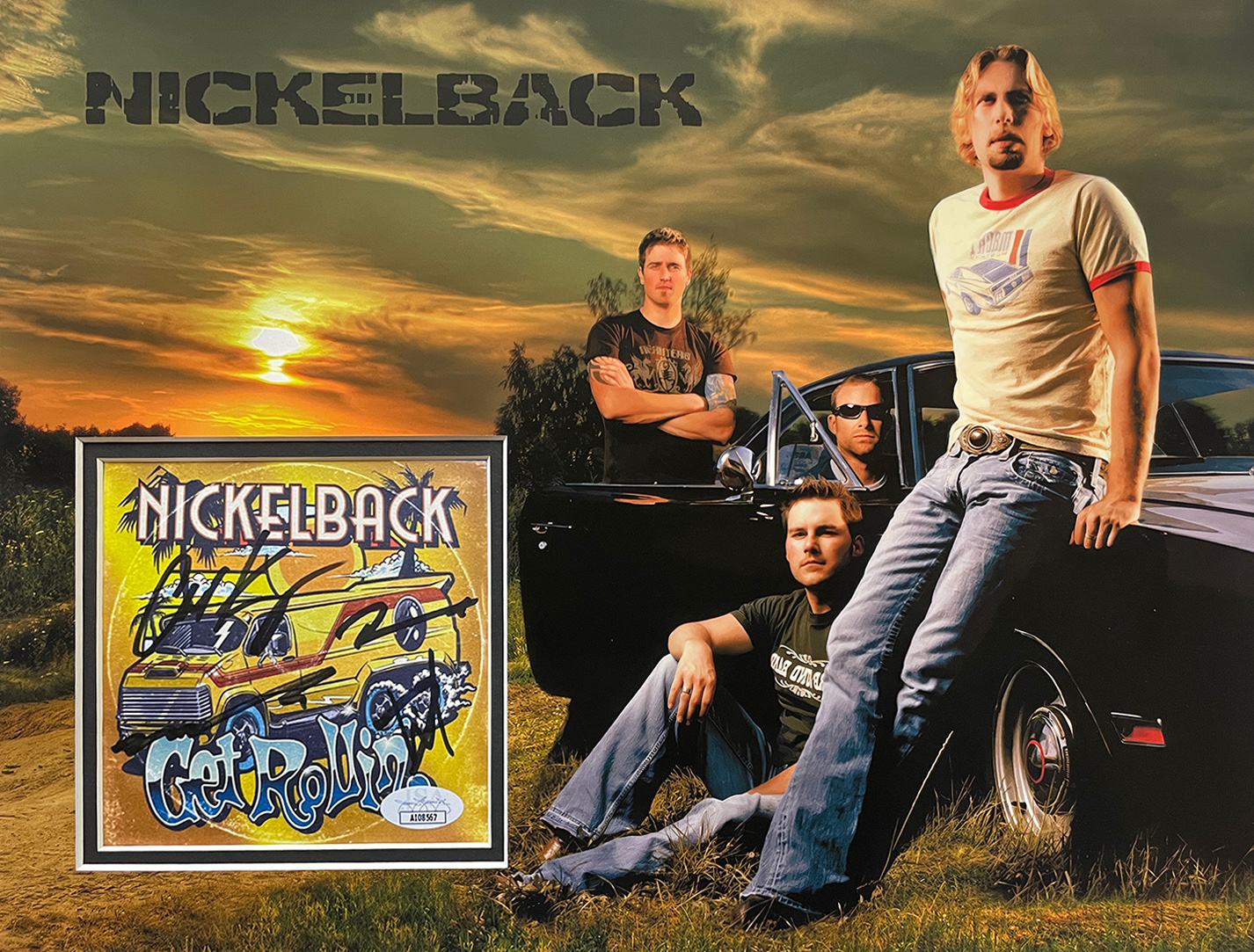 NICKELBACK custom 12×16 mat designs for signed “Get Rollin” CD cover