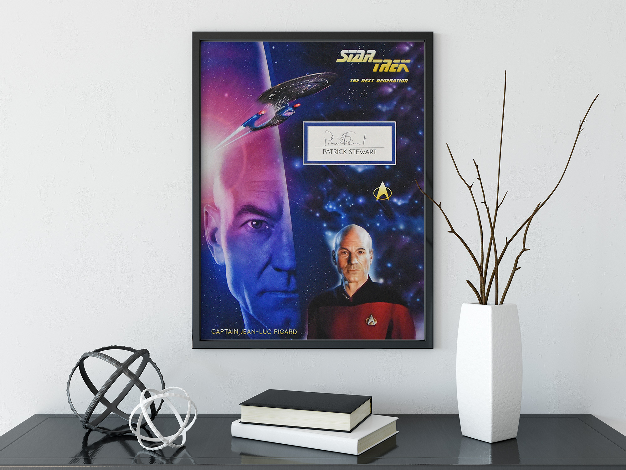 [SHOP] PATRICK STEWART autographed “Star Trek” 12×16 custom mat with book page signature