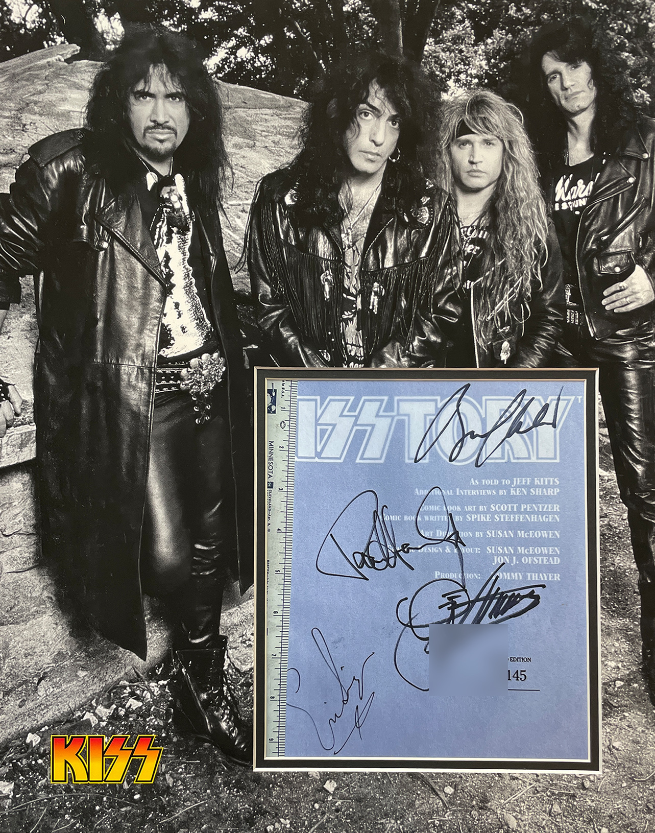 KISS custom 16×20 mat for KISSTORY book page autographs including SINGER & KULICK design