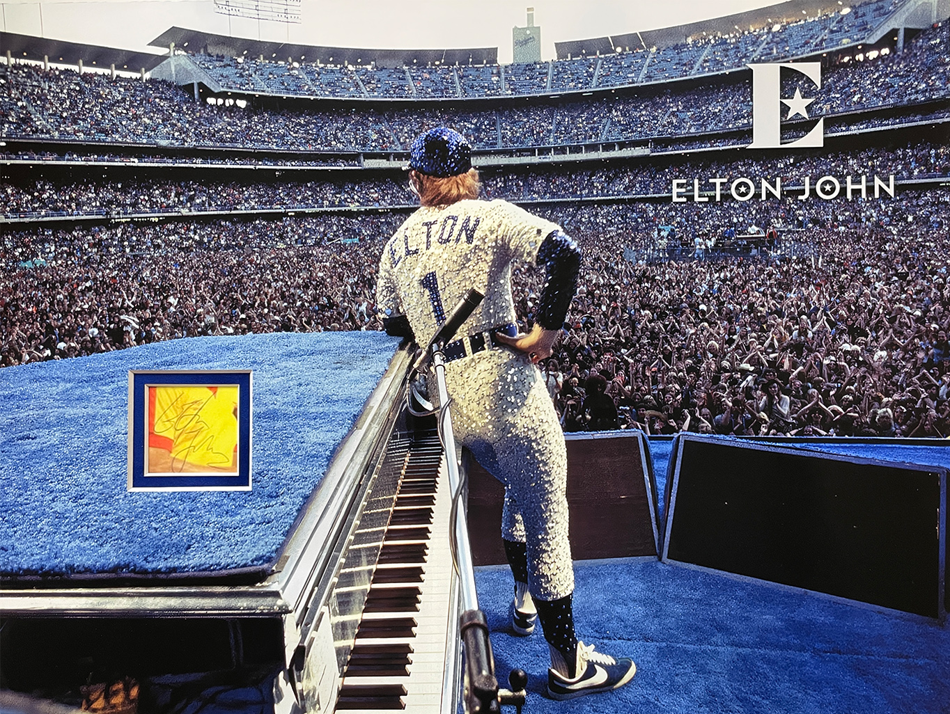 ELTON JOHN custom 12×16 “Dodger Stadium” mat for encapsulated cut autograph
