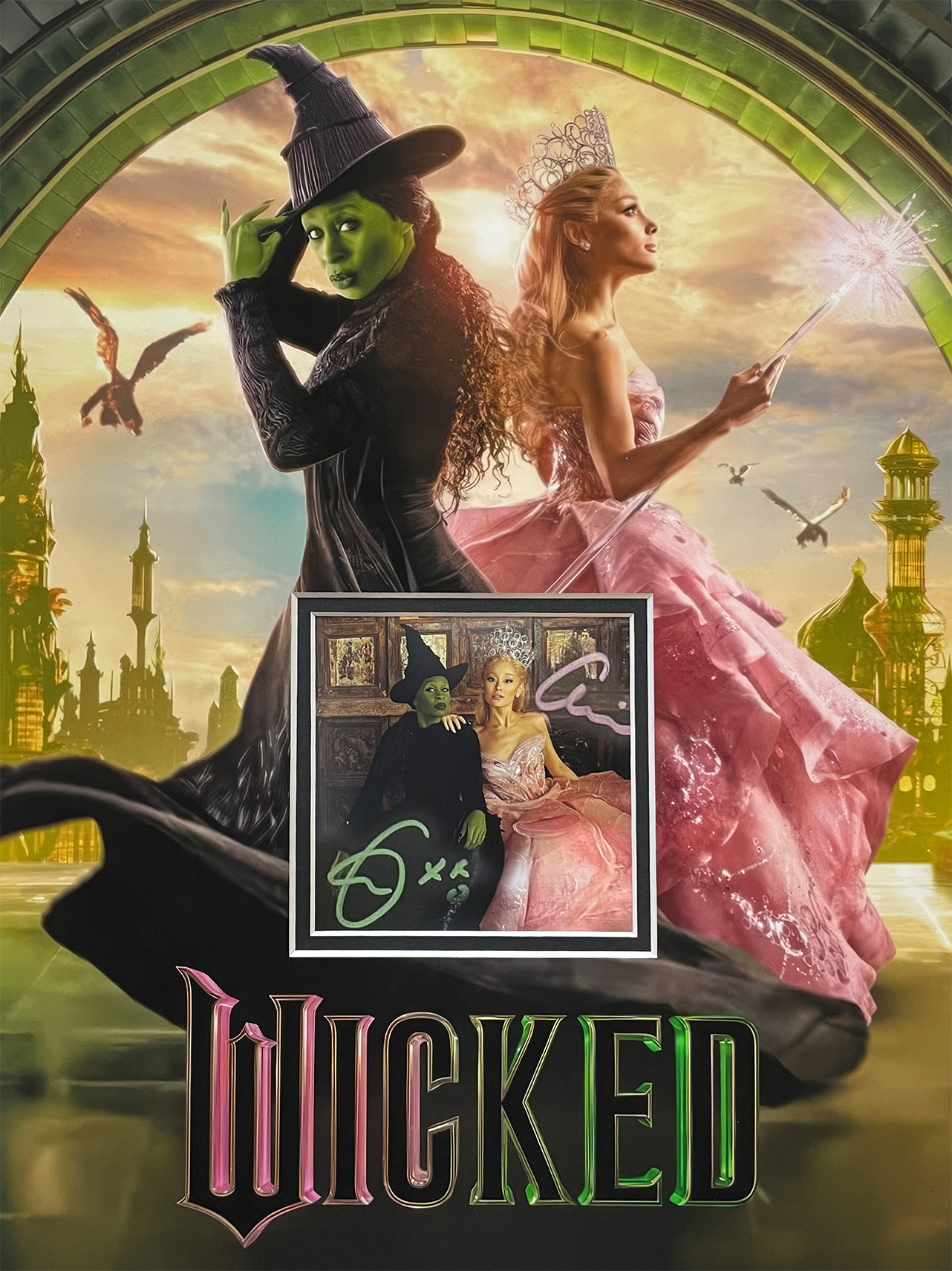 WICKED custom 12×18 mats for ARIANA GRANDE & CYNTHIA ERIVO signed cd insert