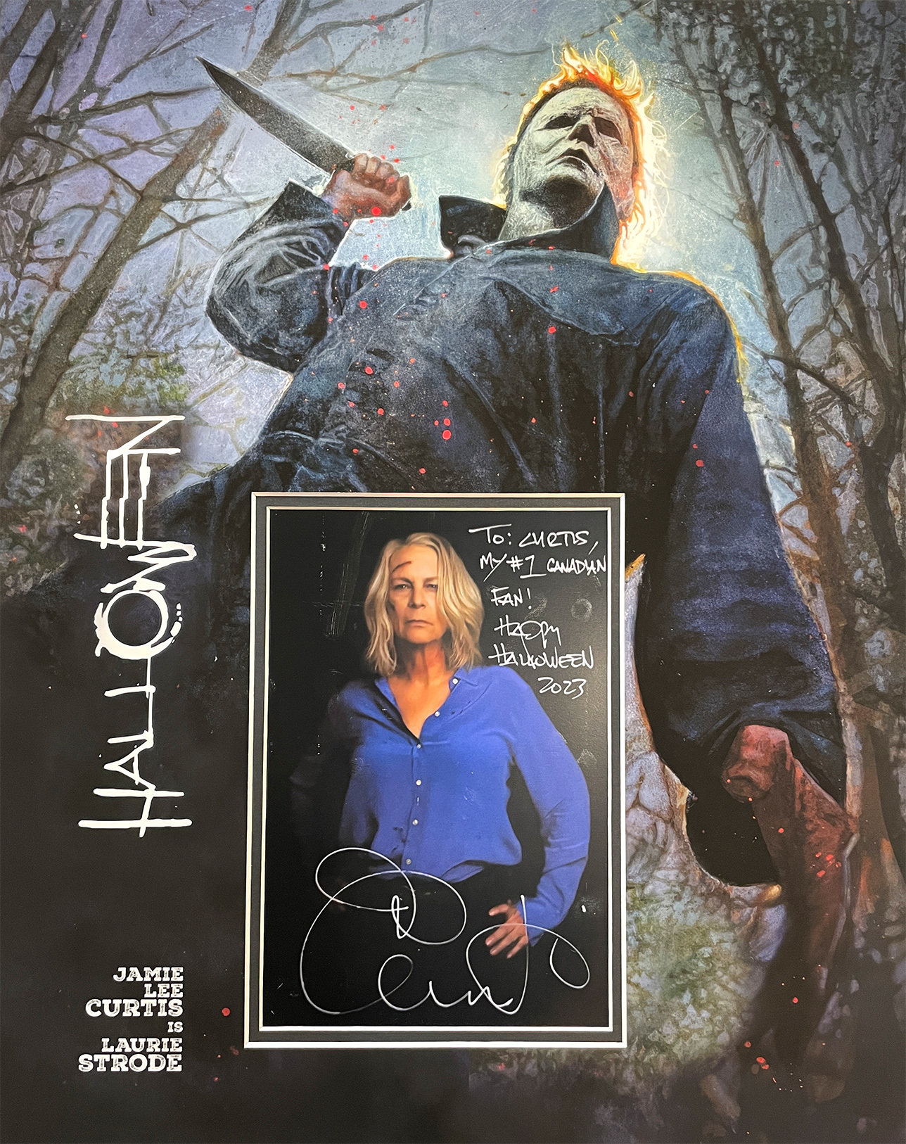 HALLOWEEN custom 16×20 mats for signed JAMIE LEE CURTIS photo