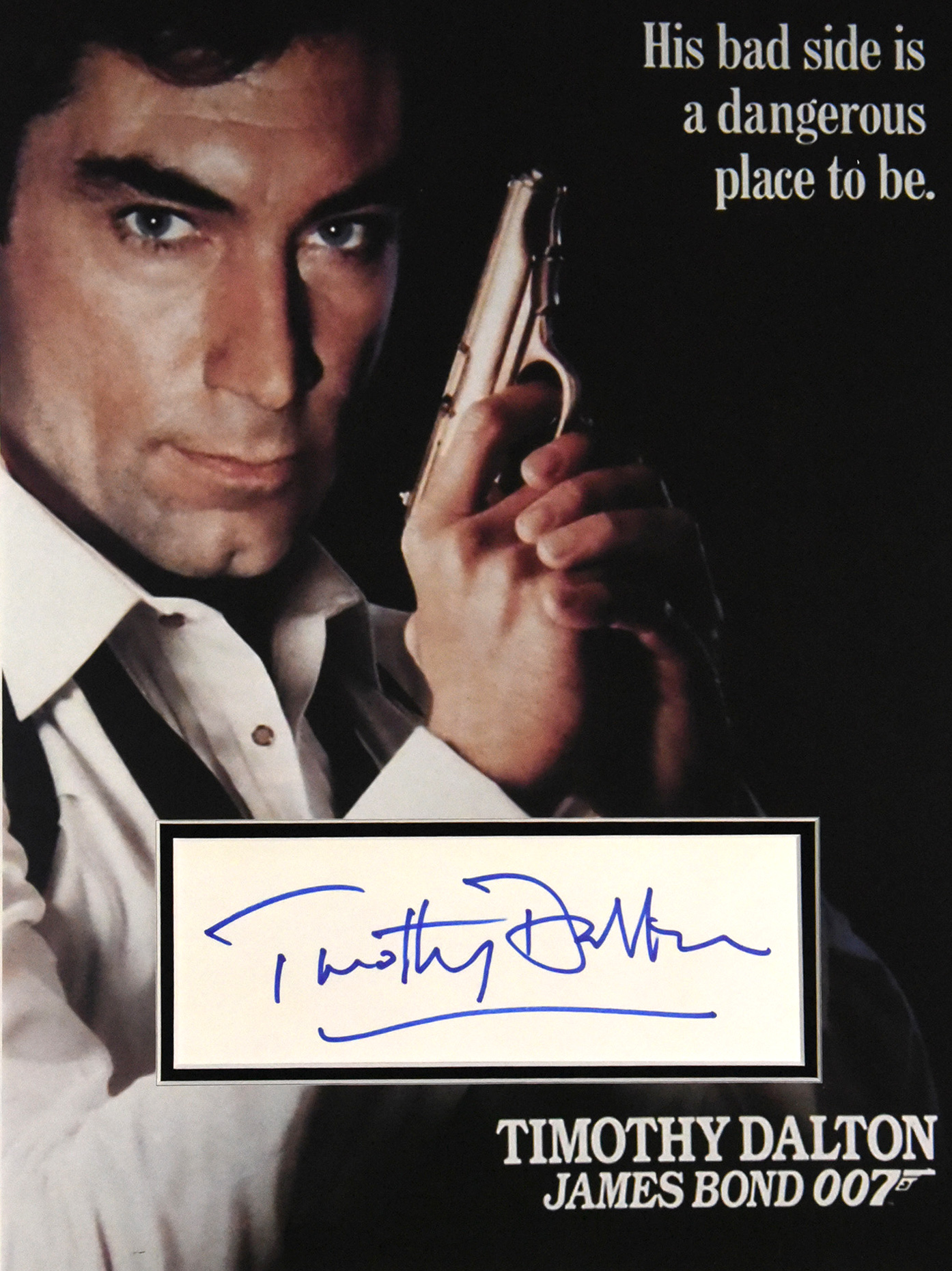 JAMES BOND custom 12×16 mats for TIMOTHY DALTON cut autograph
