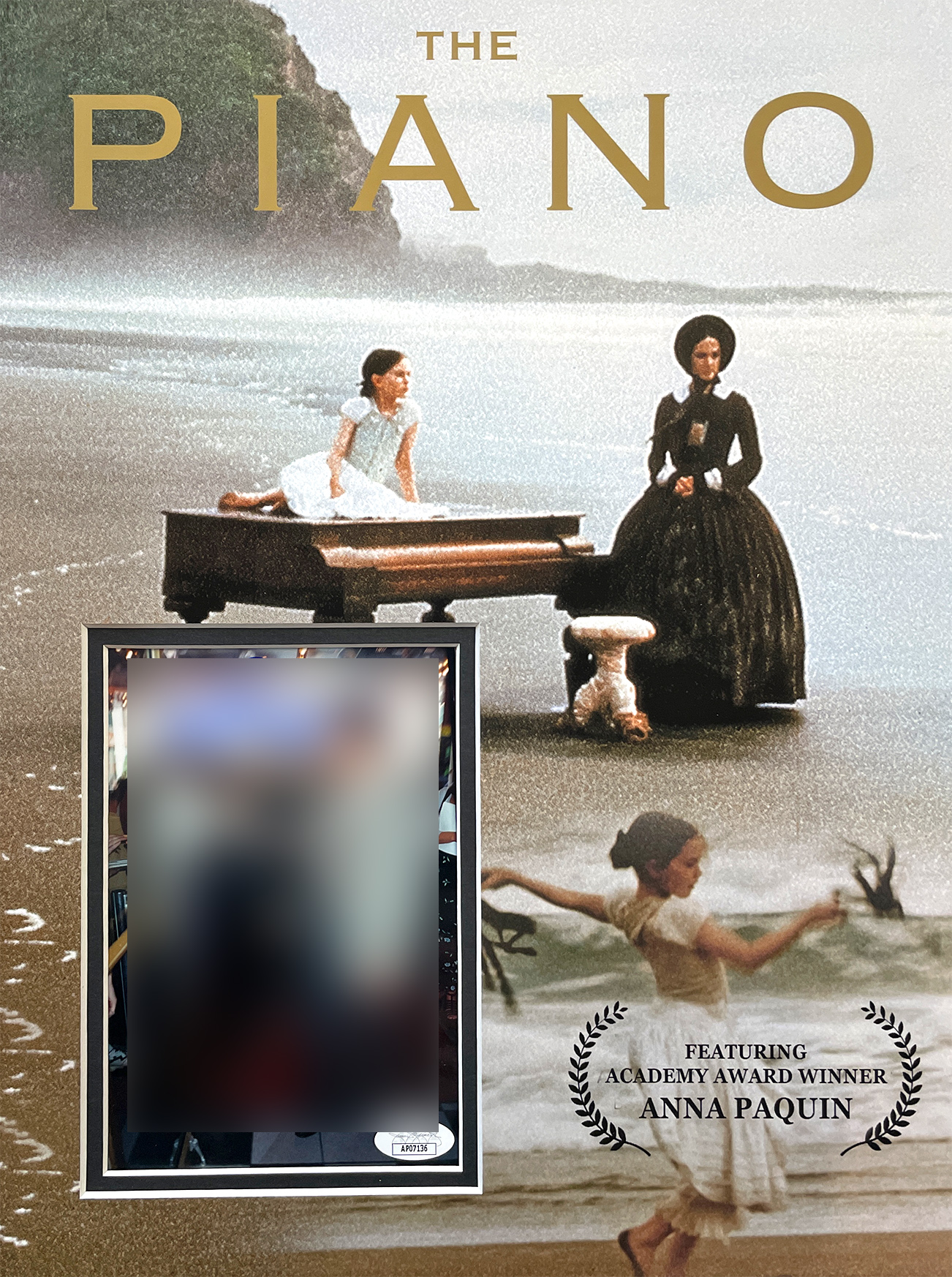 THE PIANO custom 12×16 mat for ANNA PAQUIN signed 5×7 postcard
