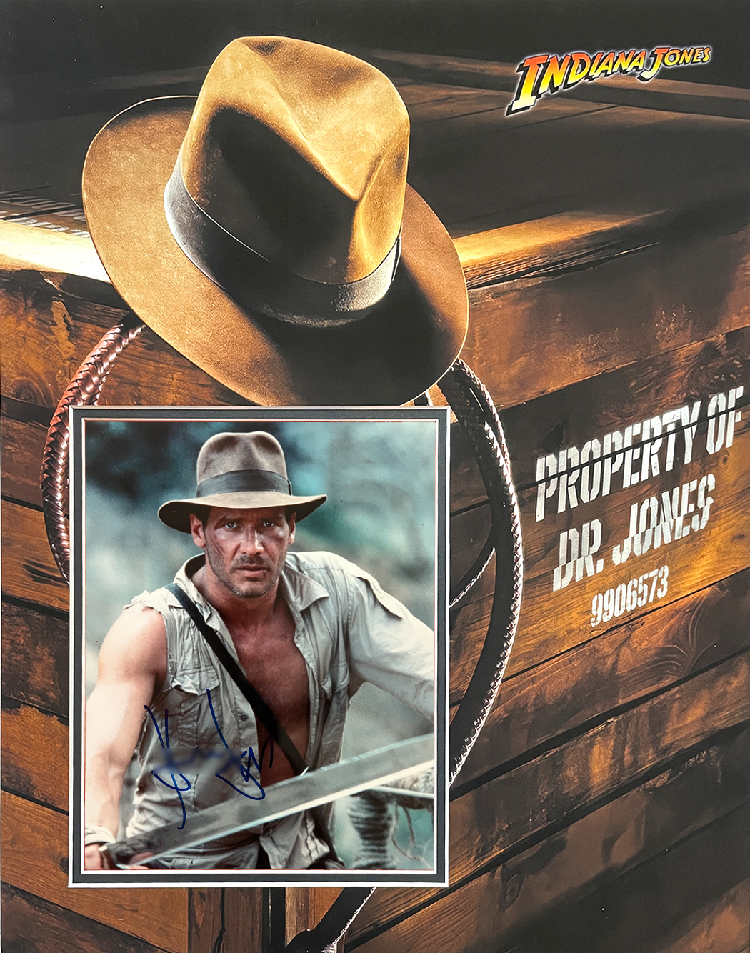 $98 / INDIANA JONES custom 16×20 “The Hat” mat for HARRISON FORD signed 8×10 photo